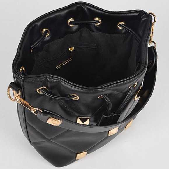 Quilted Studded Satchel Bag - Picture 2 of 4